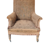 Napoleon III armchair with its 4 original castors - its footrest