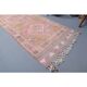 Vintage Turkish Hand-Knotted Wool Cotton Pink Runner92x335