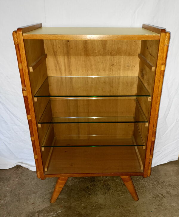 Bibus a 3 étagères en bois et bambou des années 50