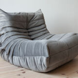 Armchair and ottoman Togo in orange velvet model designed by Michel Ducaroy 1973