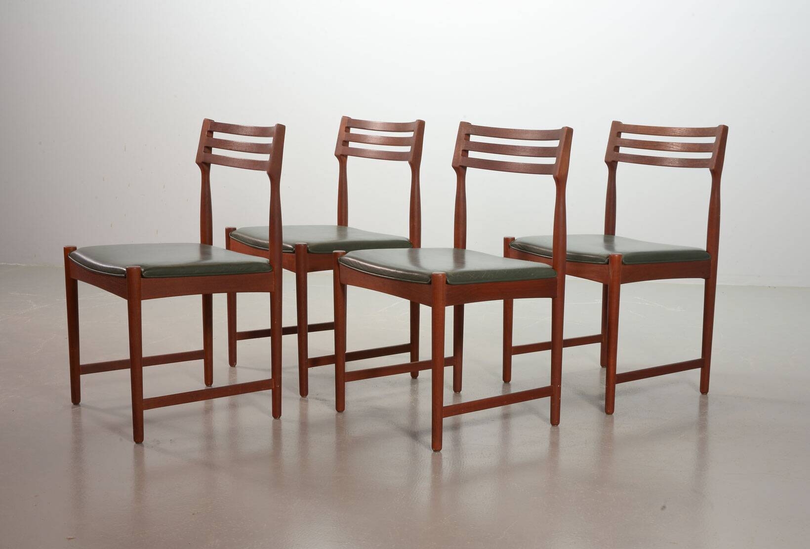 Bovenkamp Vintage Design Teak Wooden Dining Chairs with Leather Upholstery