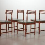 Bovenkamp Vintage Design Teak Wooden Dining Chairs with Leather Upholstery