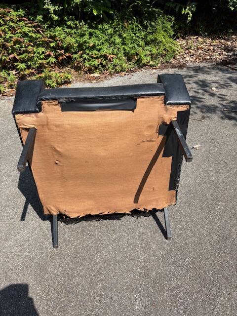 pair of old skai compass leg armchairs / vintage