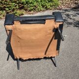 paire d'anciens fauteuils pieds compas skai / vintage