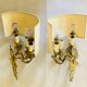 Louis XV gilt bronze wall lights from the 19th century with lampshades
