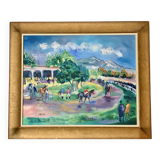 Oil on canvas "The Hippodrome" signed Catherine Garros