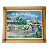 Huile sur toile "L'hippodrome" signée Catherine Garros