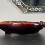 Yellow, orange, white and brown glazed ceramic bowl Vallauris, 70s, France