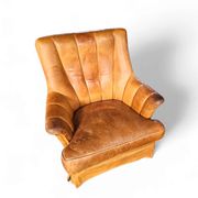 Sheep leather club chair 1970s with magazine holder