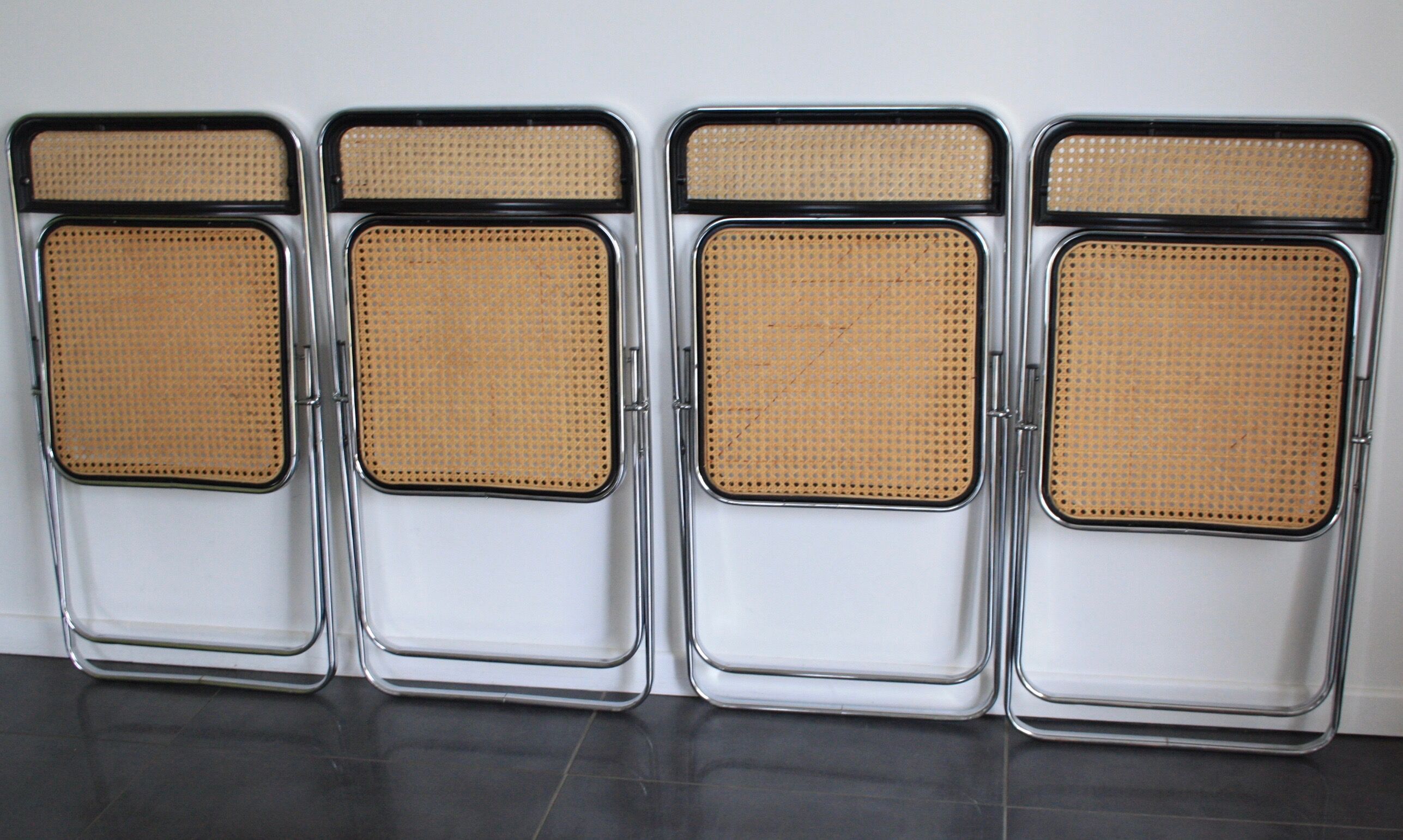 Set of 4 folding cane chairs