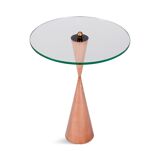 Copper cone-shaped side table with 1970 glass tray