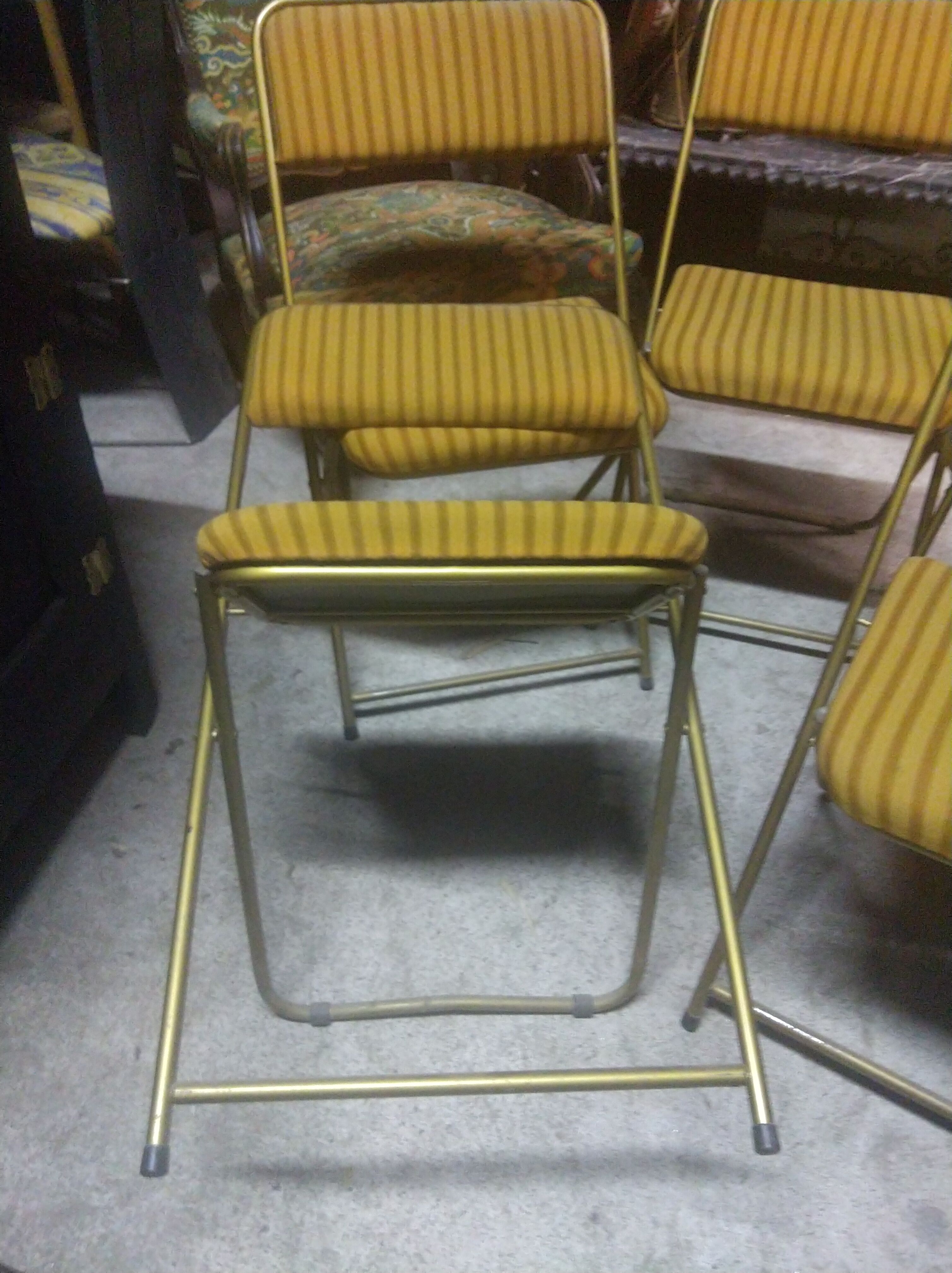 Series of 5 gilded folding Lafuma chairs circa 1960
