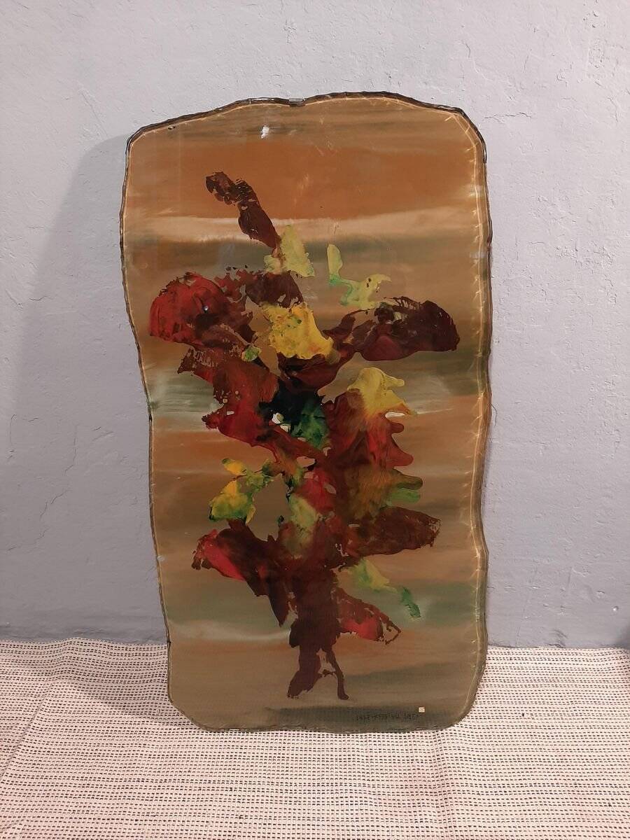 Decorative plaque with flowers by Duilio Barnabe for Fontana Arte, 1950s