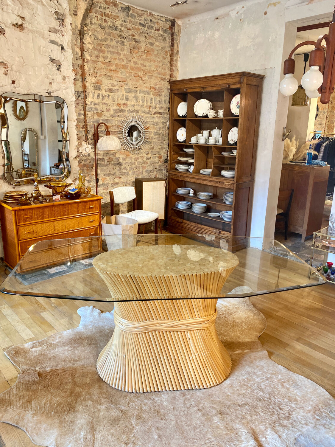 McGuire 1970 Rattan Dining Table