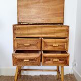 Chest of drawers in rattan marquetry