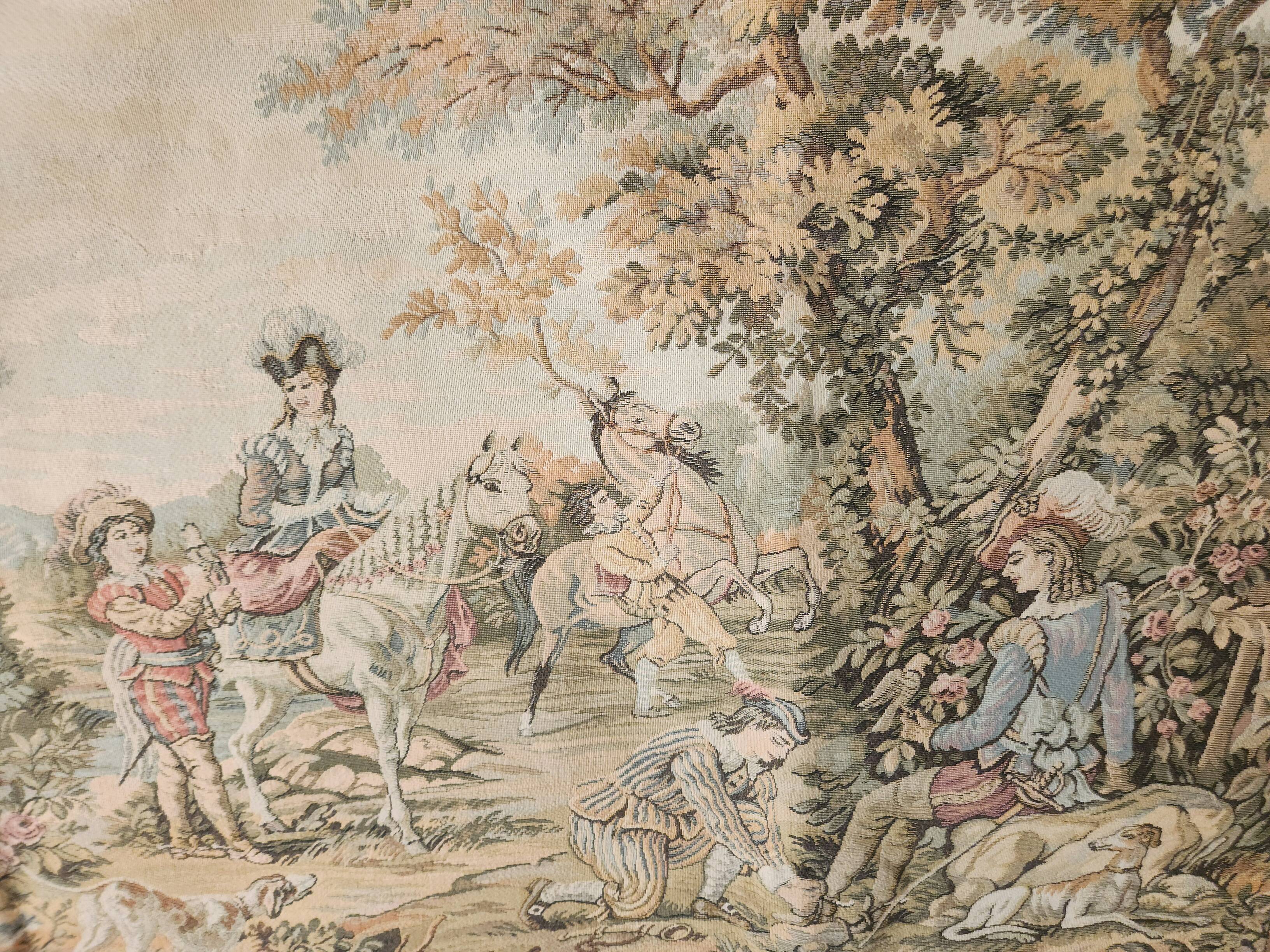 Tapestry Gobelin Hunting Landscape Rococo Jacquard Aubusson Style
