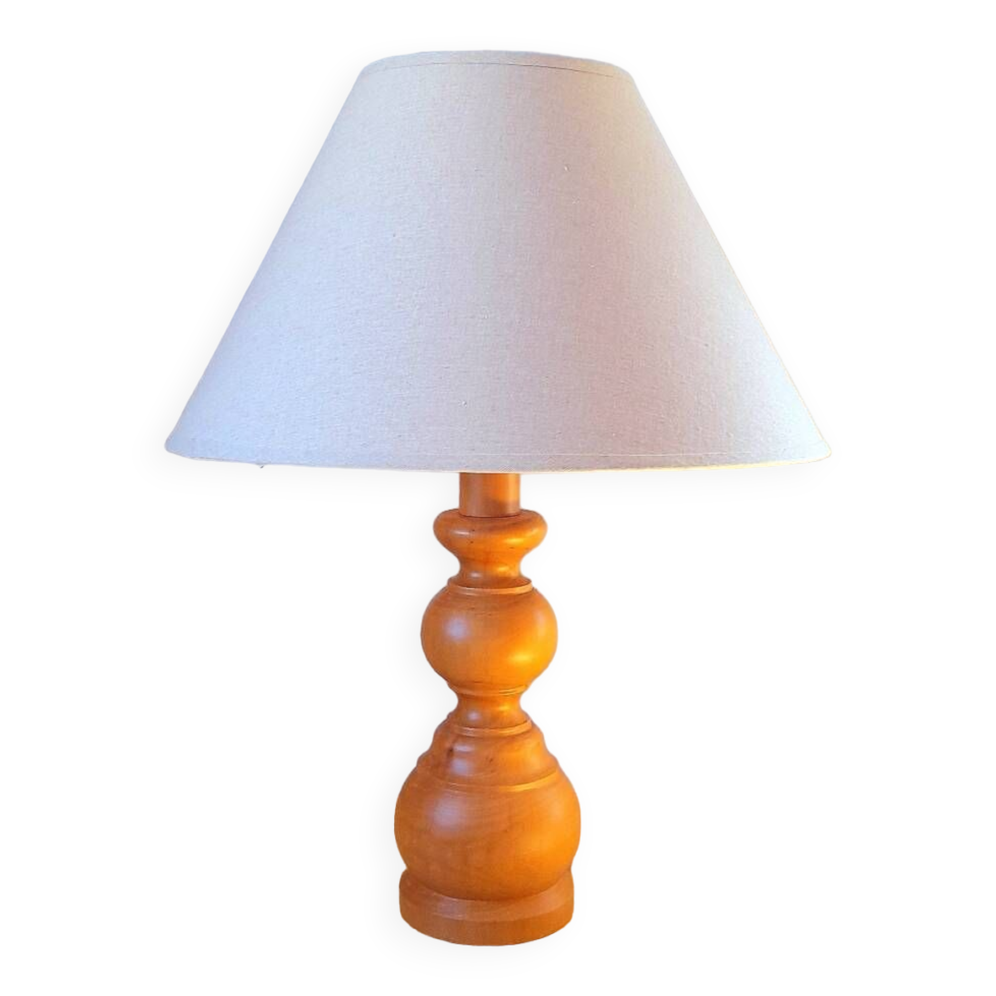 Scandinavian turned wooden lamp 60s