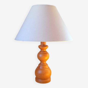 Scandinavian turned wooden lamp 60s