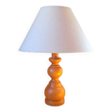 Scandinavian turned wooden lamp 60s