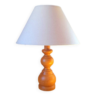 Scandinavian turned wooden lamp 60s