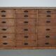 Antique Rustic German Pine Apothecary Cabinet / Bank of Drawers, 1900s