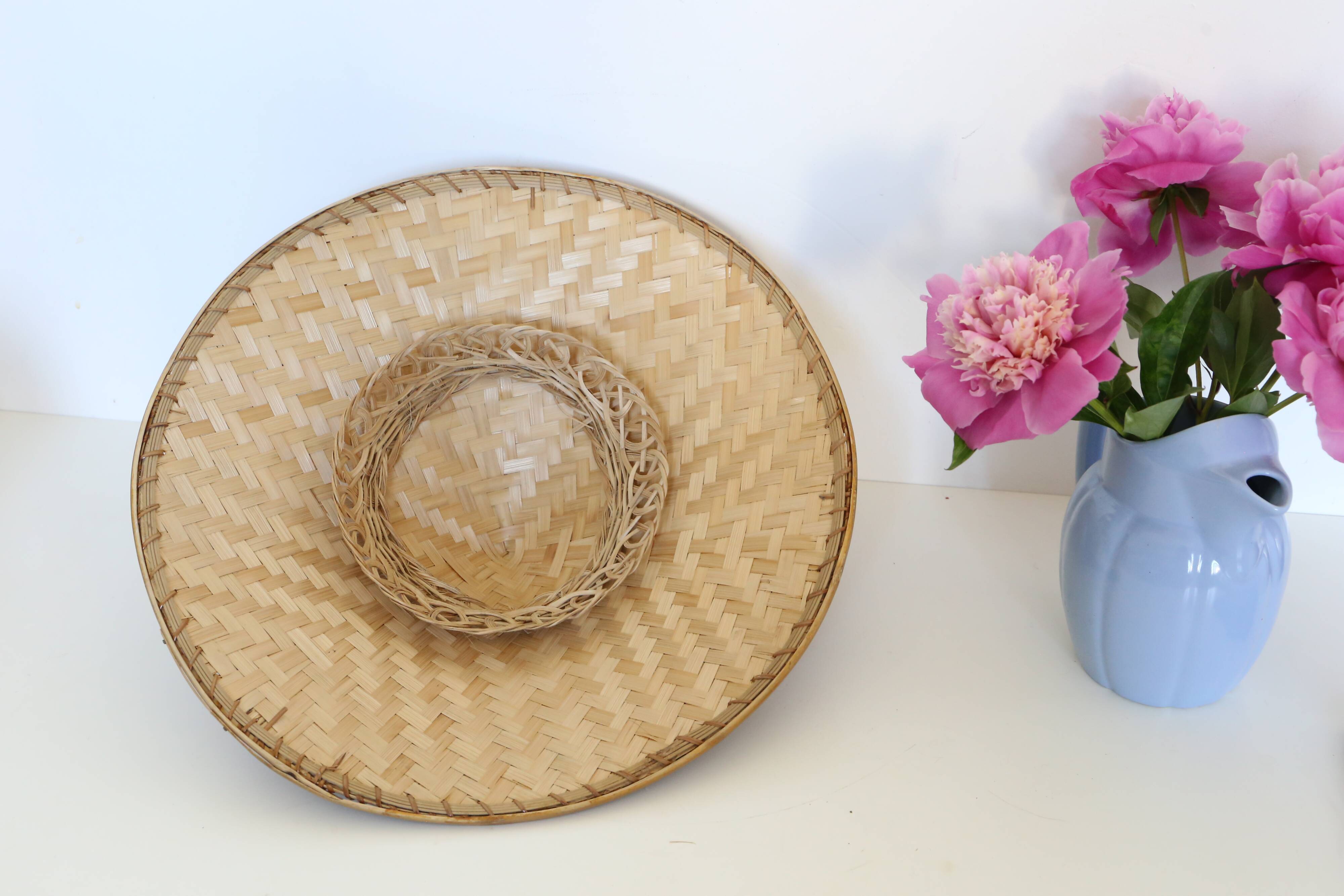 Vintage Chinese hat, bohemian wall decoration
