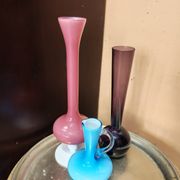 Lot de 3  vases soliflores en verre style mid century modern