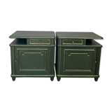 Pair of art-deco bedside tables in painted wood