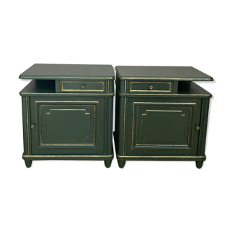 Pair of art-deco bedside tables in painted wood