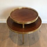 Neoclassical style tripod pedestal in mahogany, brass