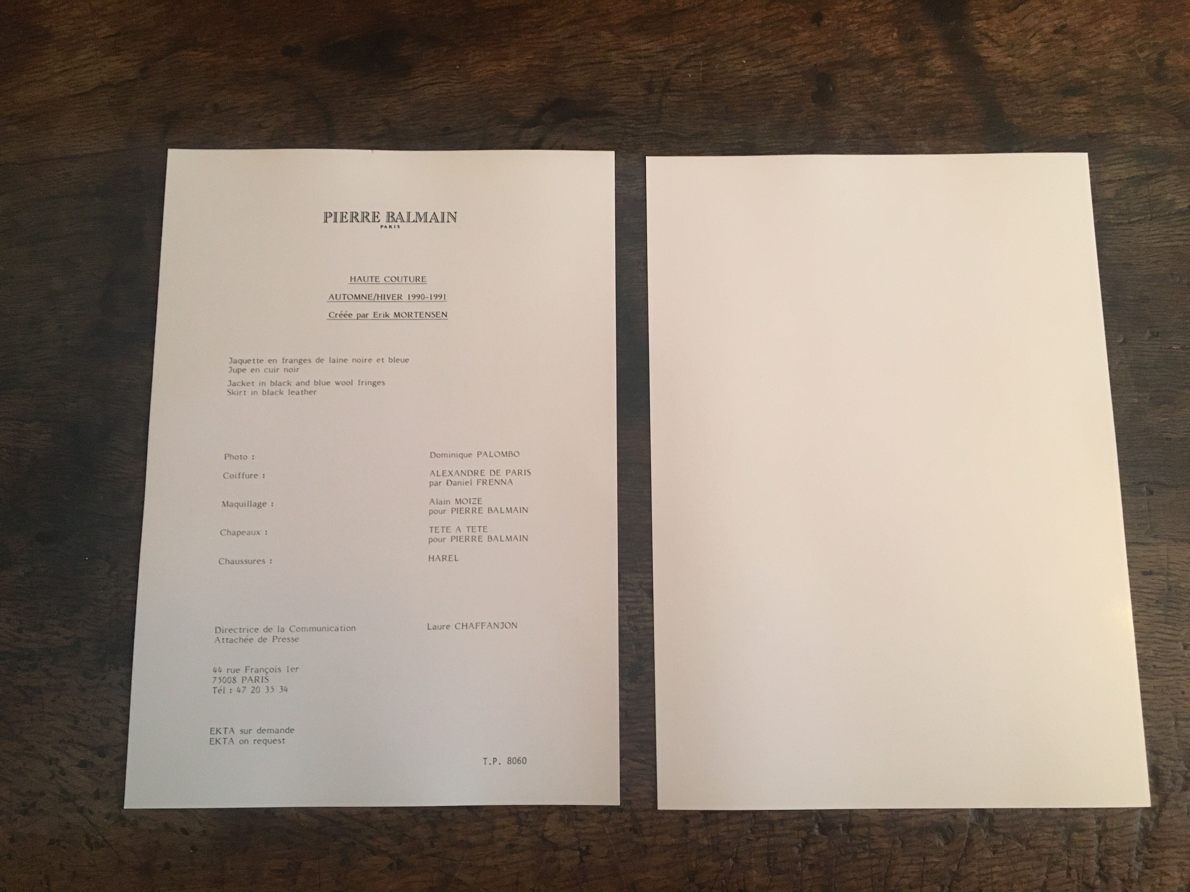 Illustration and press fashion photography "Pierre Balmain"