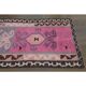 1970s Vintage Turkish Hand-Knotted Wool Cotton Pink Runner Rug 98x303