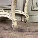 Console de style Louis XV patine beige, marbre de Carrare vers 1880