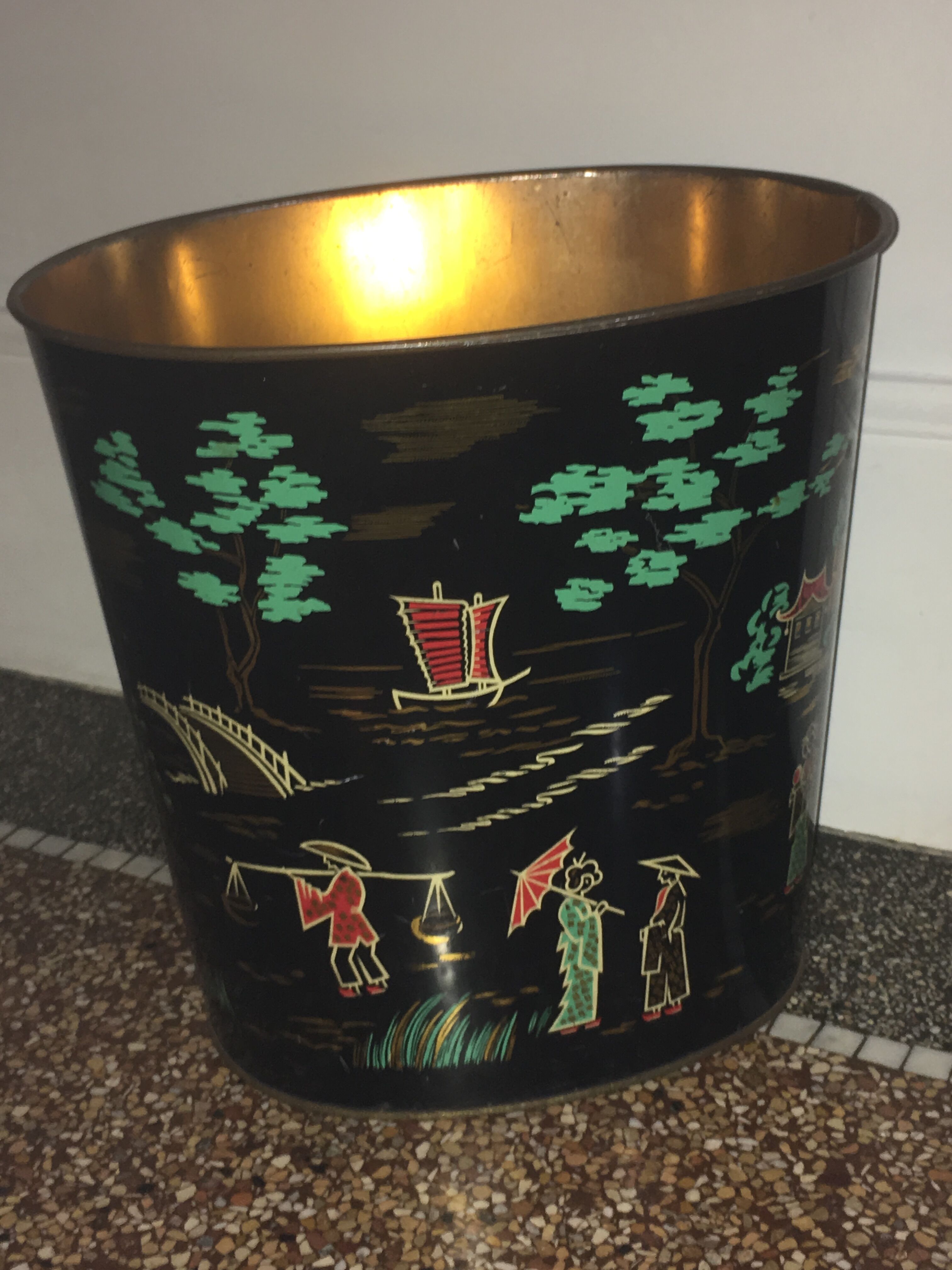 Vintage metal paper basket