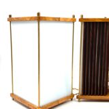 Leonardo Mosso 2 palisander and brass table lamps, Italy 1970s
