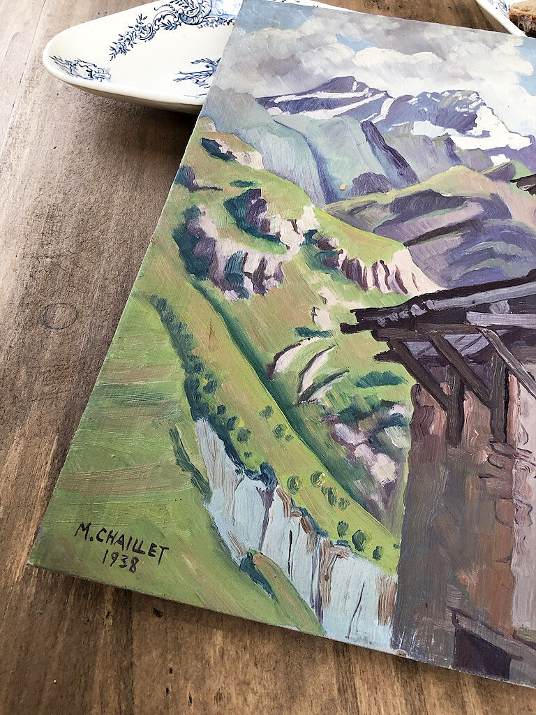 Oil painting landscape mountain 1938