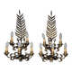 Pair of large golden wall lights, 1950s