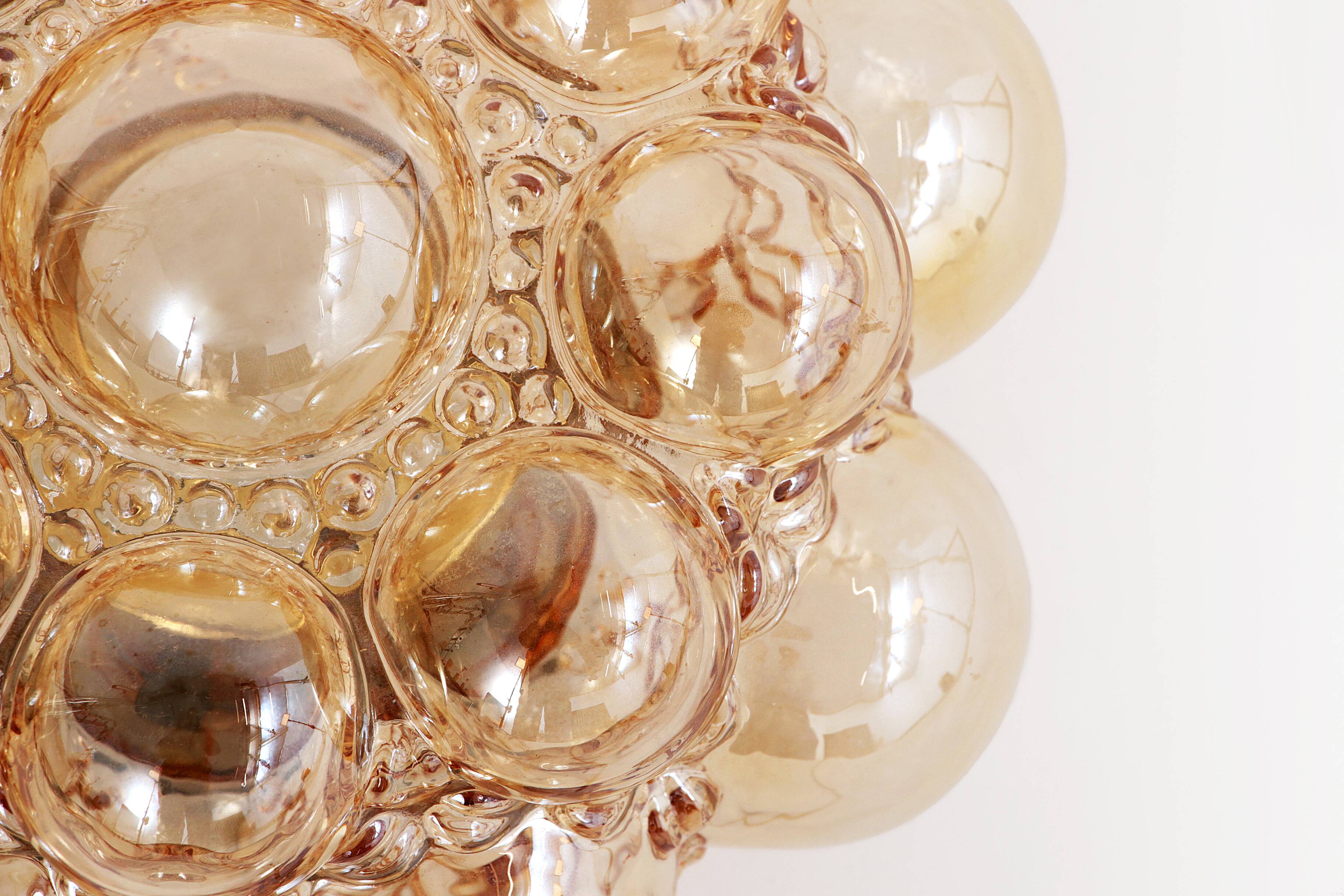 Vintage Amber Bubble Glass Lamp Helena Tynell, 1960