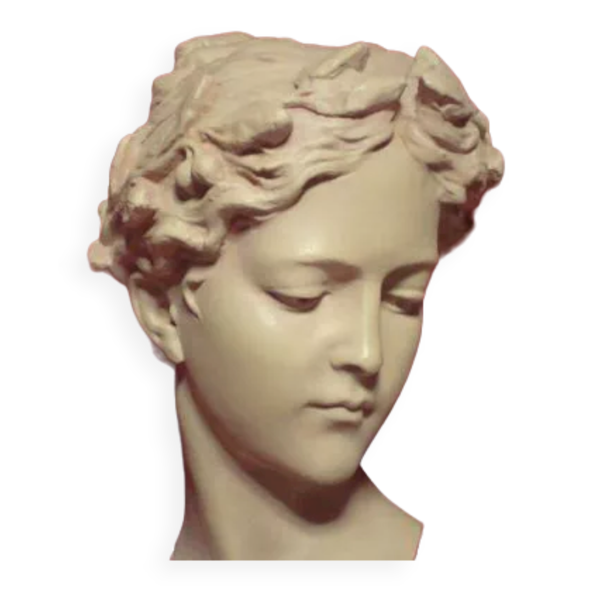 Art Nouveau women's bust, light beige terracotta patina