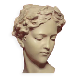 Art Nouveau women's bust, light beige terracotta patina