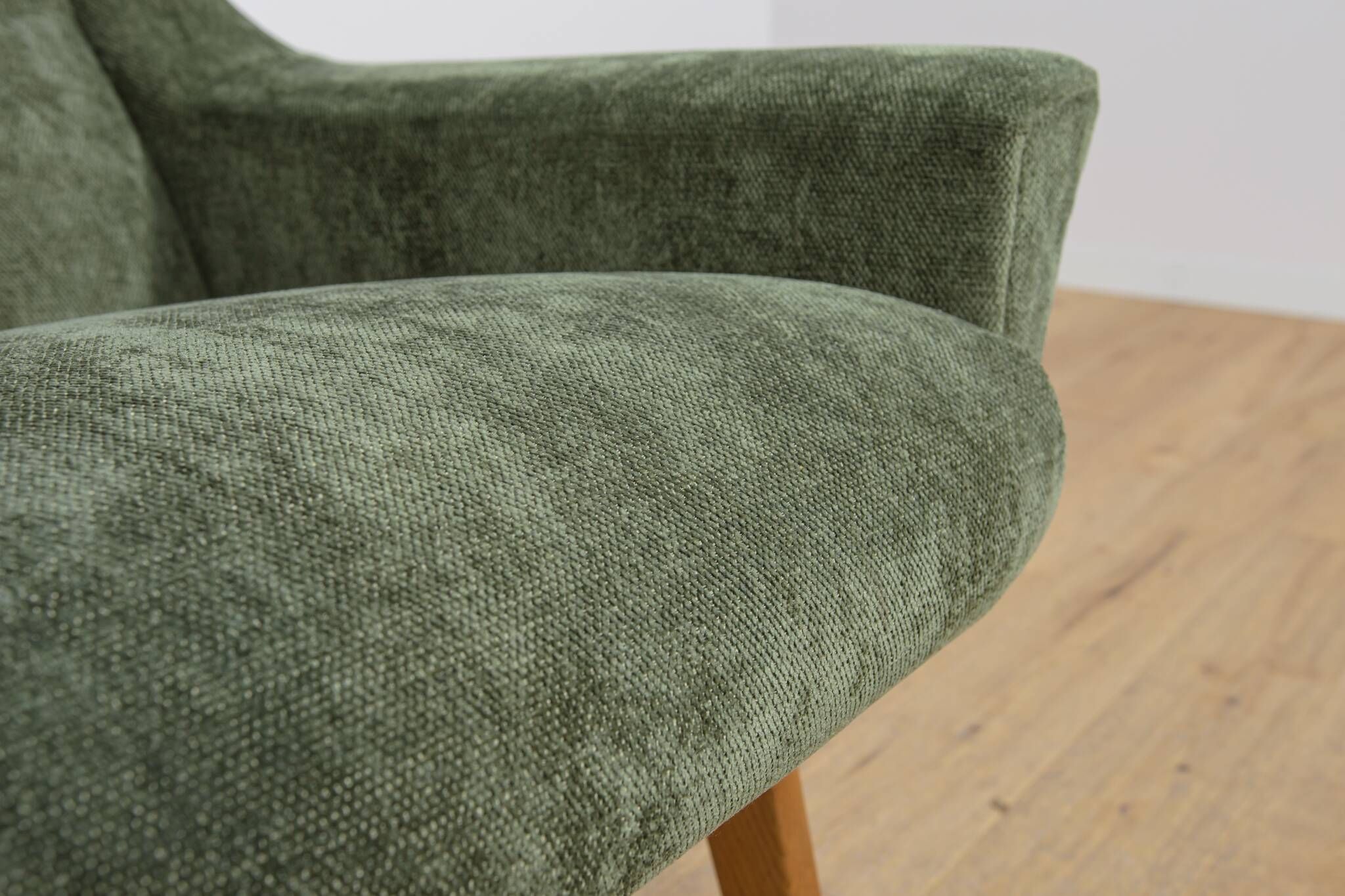 Fauteuil en chêne et tissu vert, Danemark, années 1960