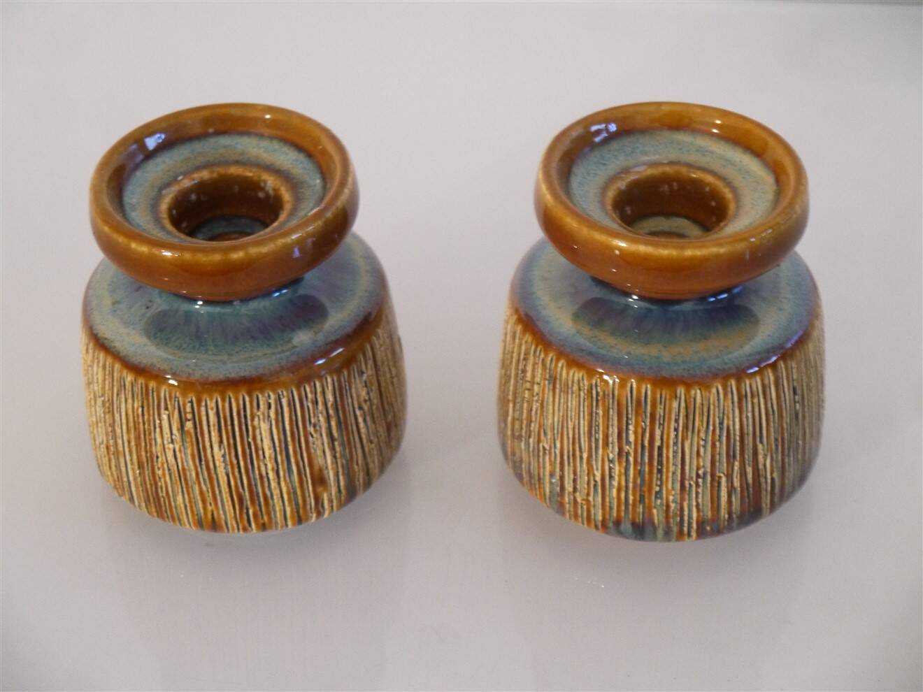 Pair of Danish ceramic candle holders by Soholm.