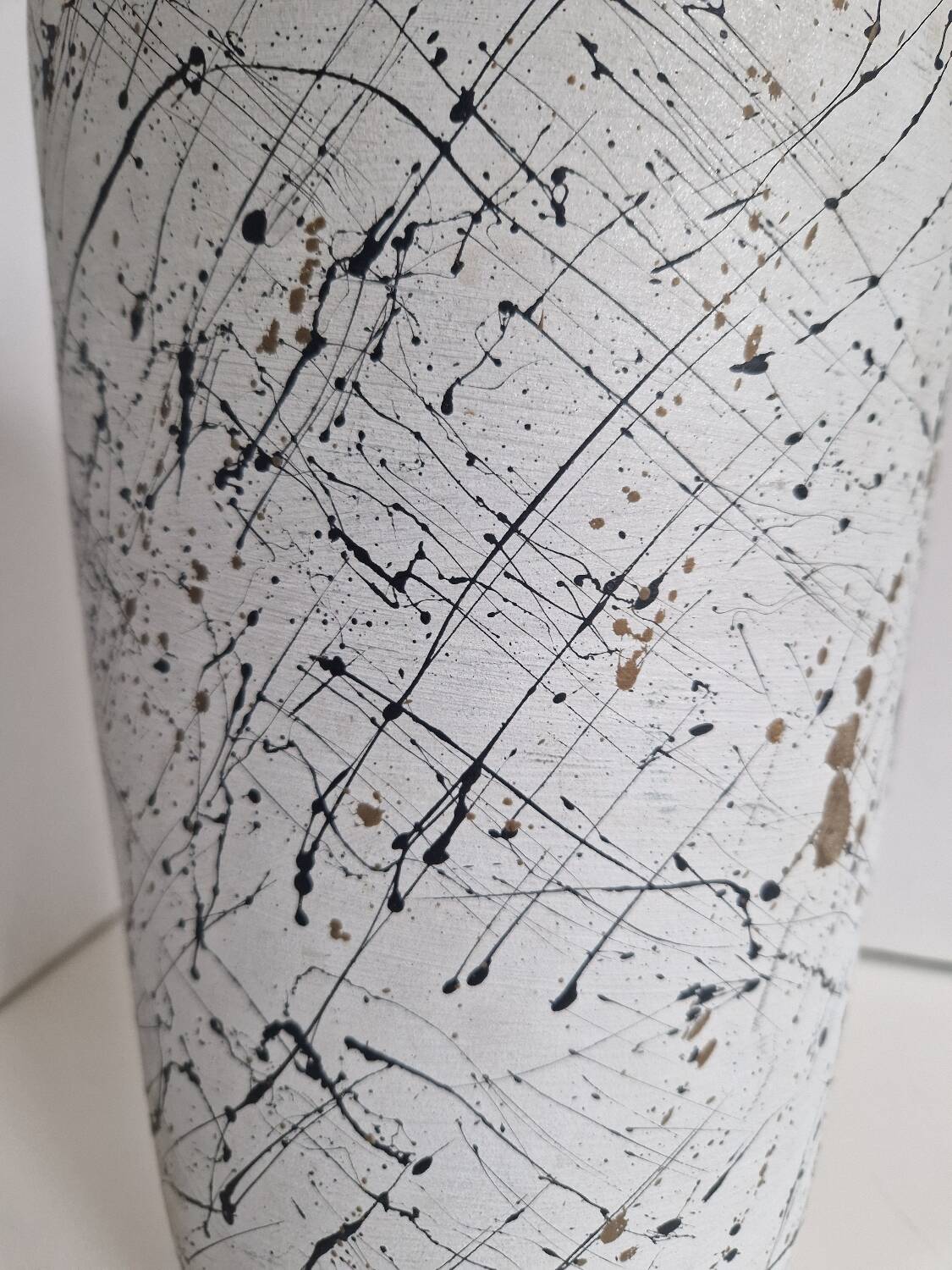 Painted Terracotta Vase with Graphic Pattern