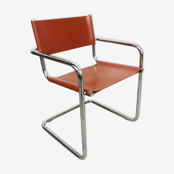 Vintage bauhaus leather and chrome chair