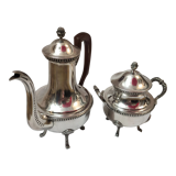 Coffee maker and silver metal sugar bowl, early twentieth century