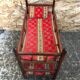 Old bunk bed doll wood + mattresses & cushions vintage fabric