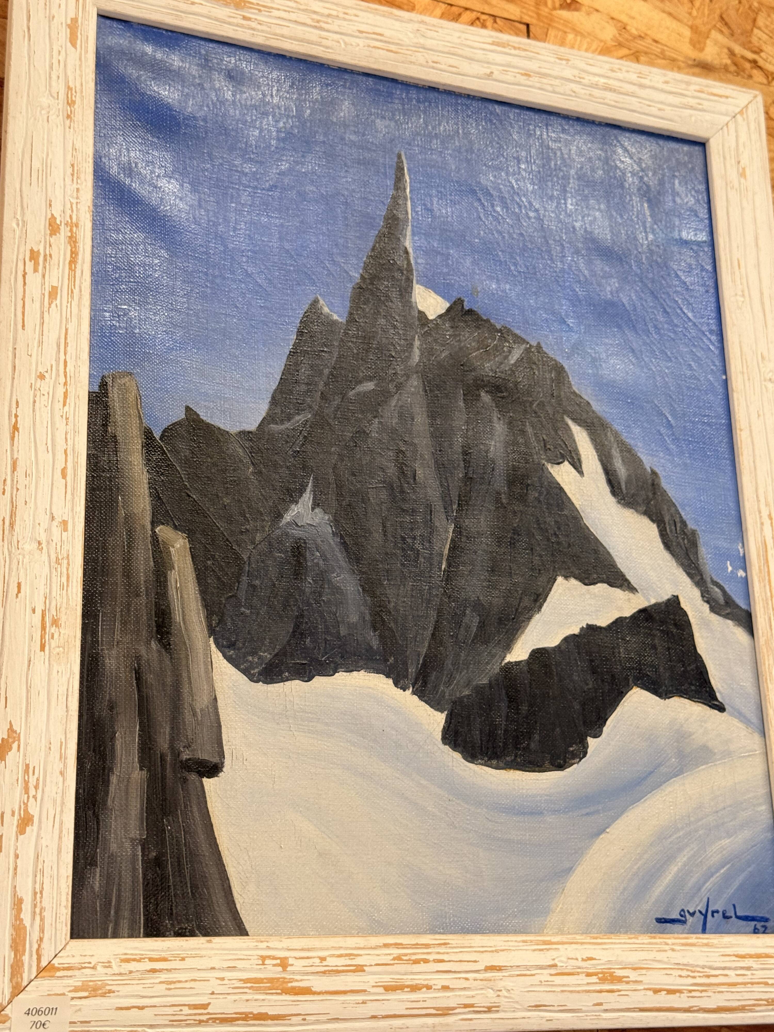 Mountain tableau signed Guy Rel (1967) – Oil on canvas