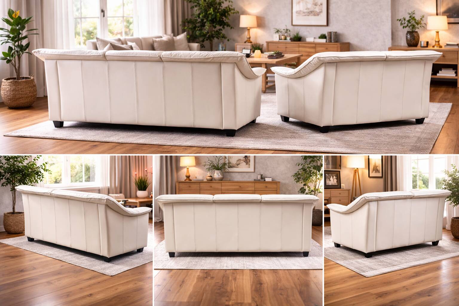 Vintage 2-Piece Leather Sofa Set — 2-Seater + 3-Seater — Second Half of the