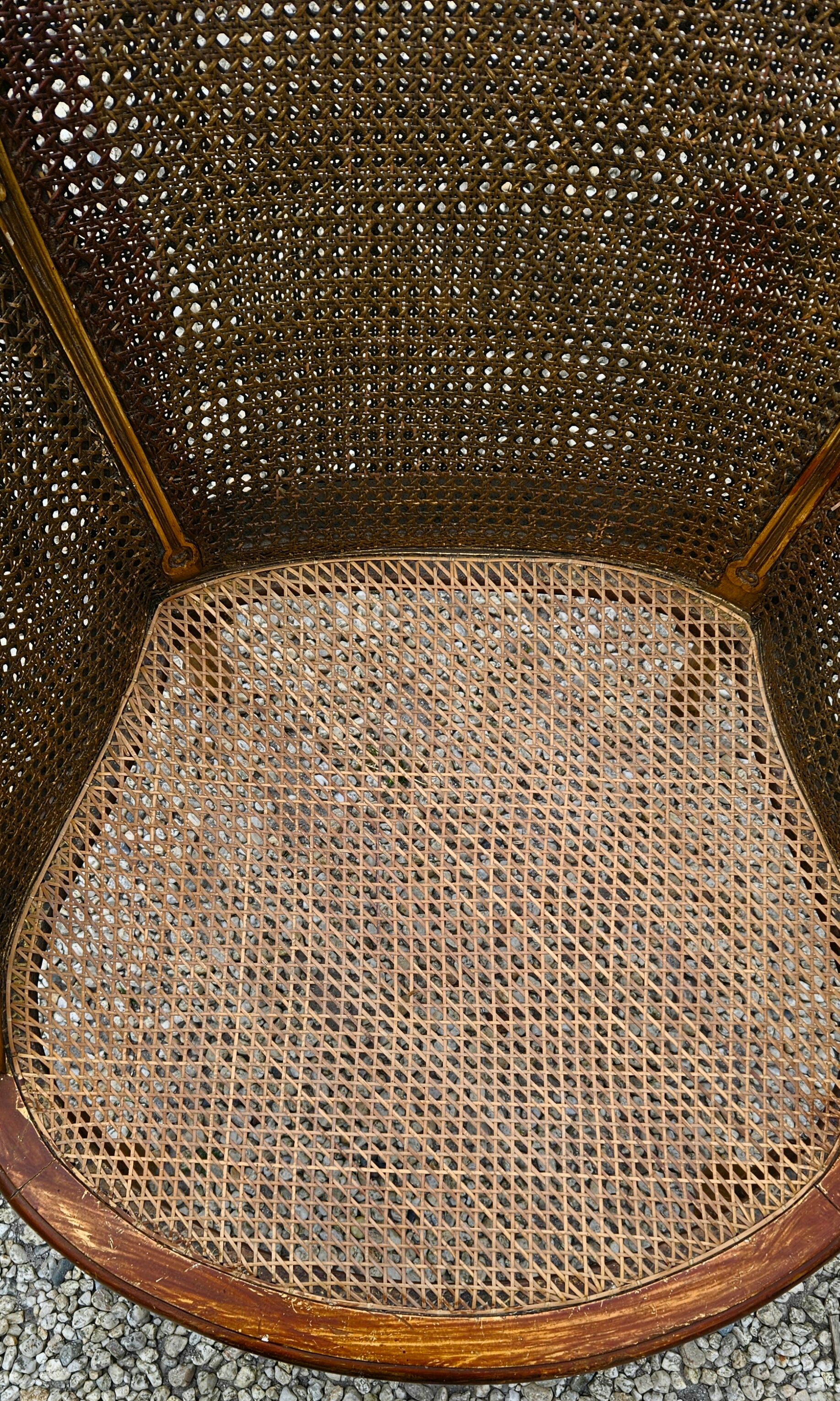Gilded wood armchair and double canning