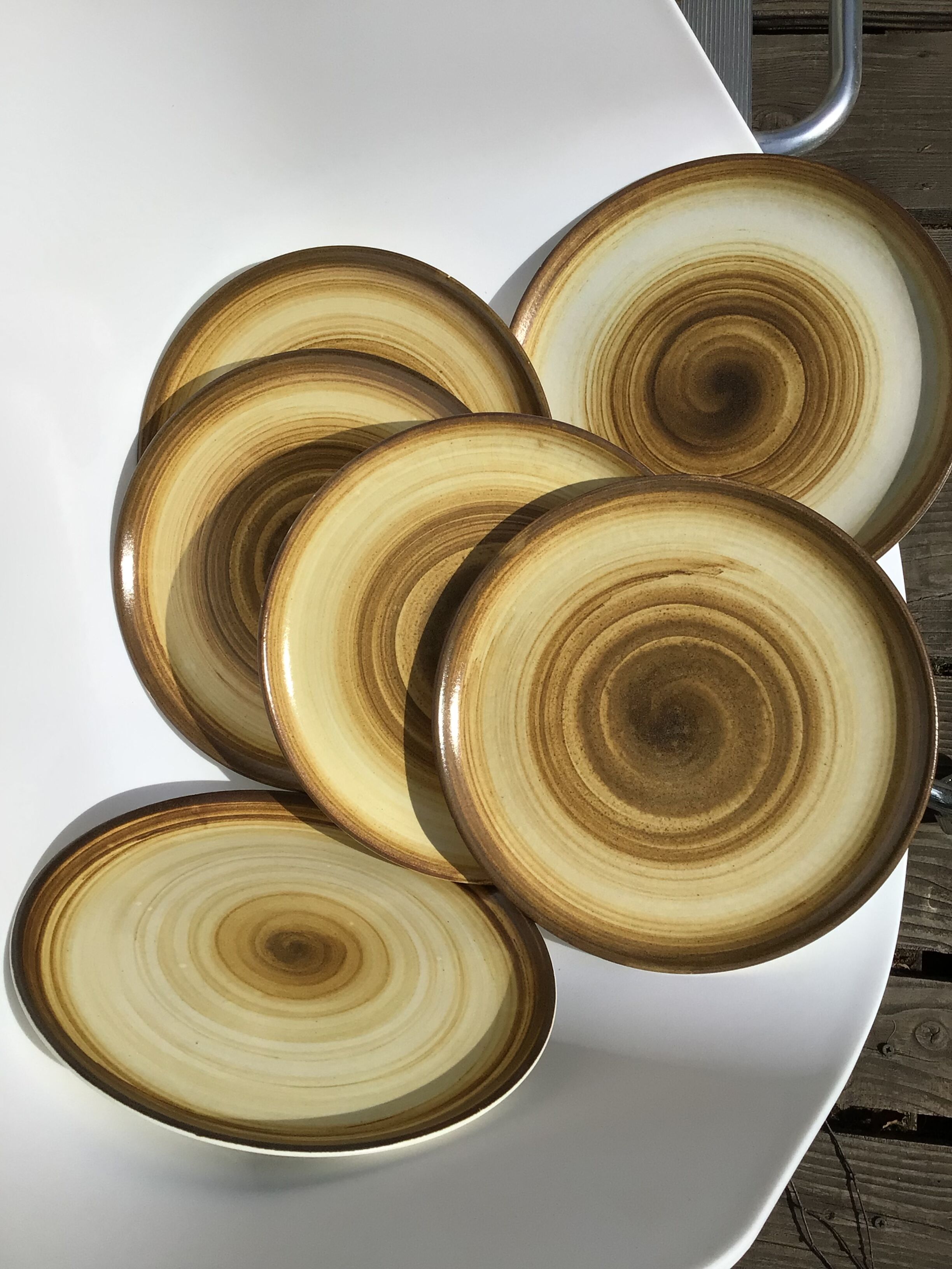 6 Flat plates sandstone Longchamp brown straw